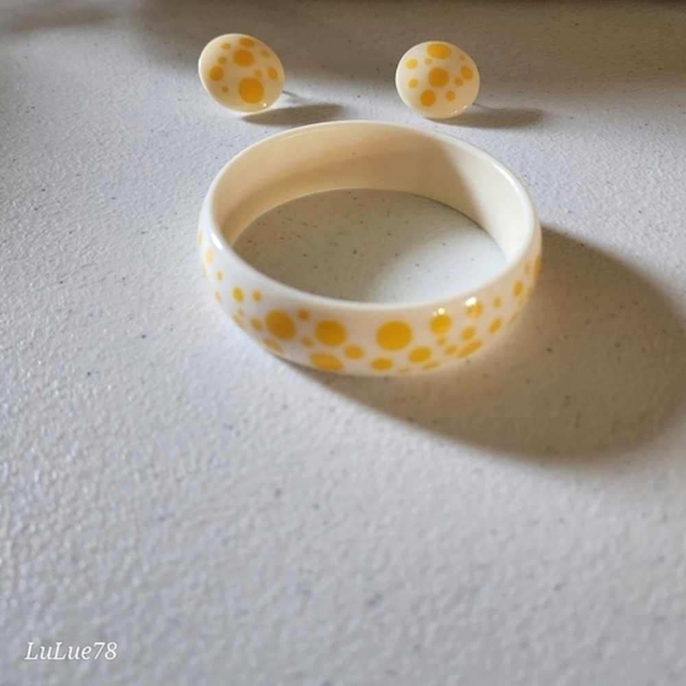 Bangle Bracelet And Clip Earrings Set